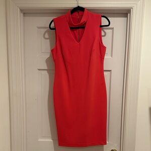 Elegant Coral Sleeveless Dress
